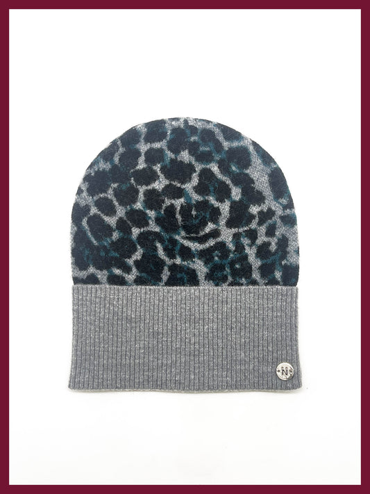 Darcy Leopard Beanie - Grey Mix
