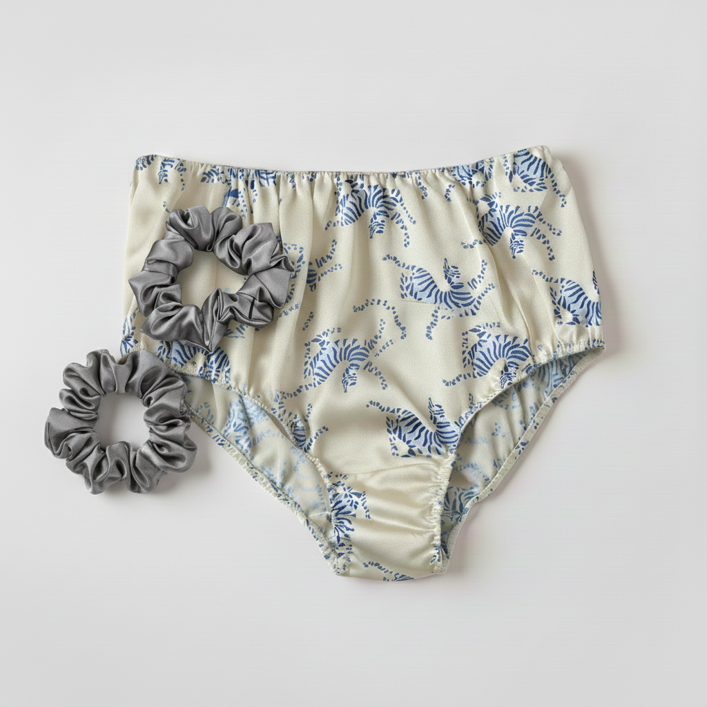 Custom Made Pure Mulberry Silk Bralettes and Panties | Arching Tiger | No Wire No Padding | 19 Momme |