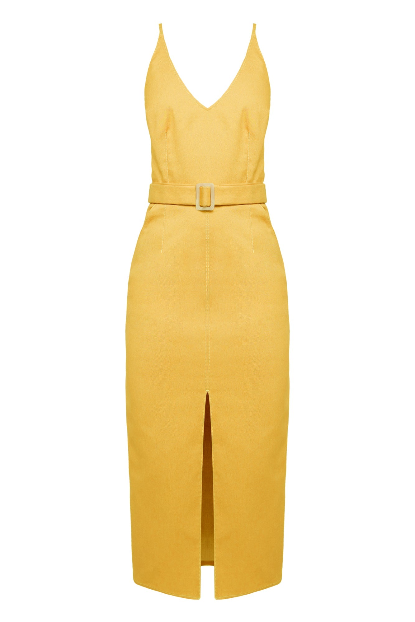 ALBERTA yellow denim classy pencil skirt dress