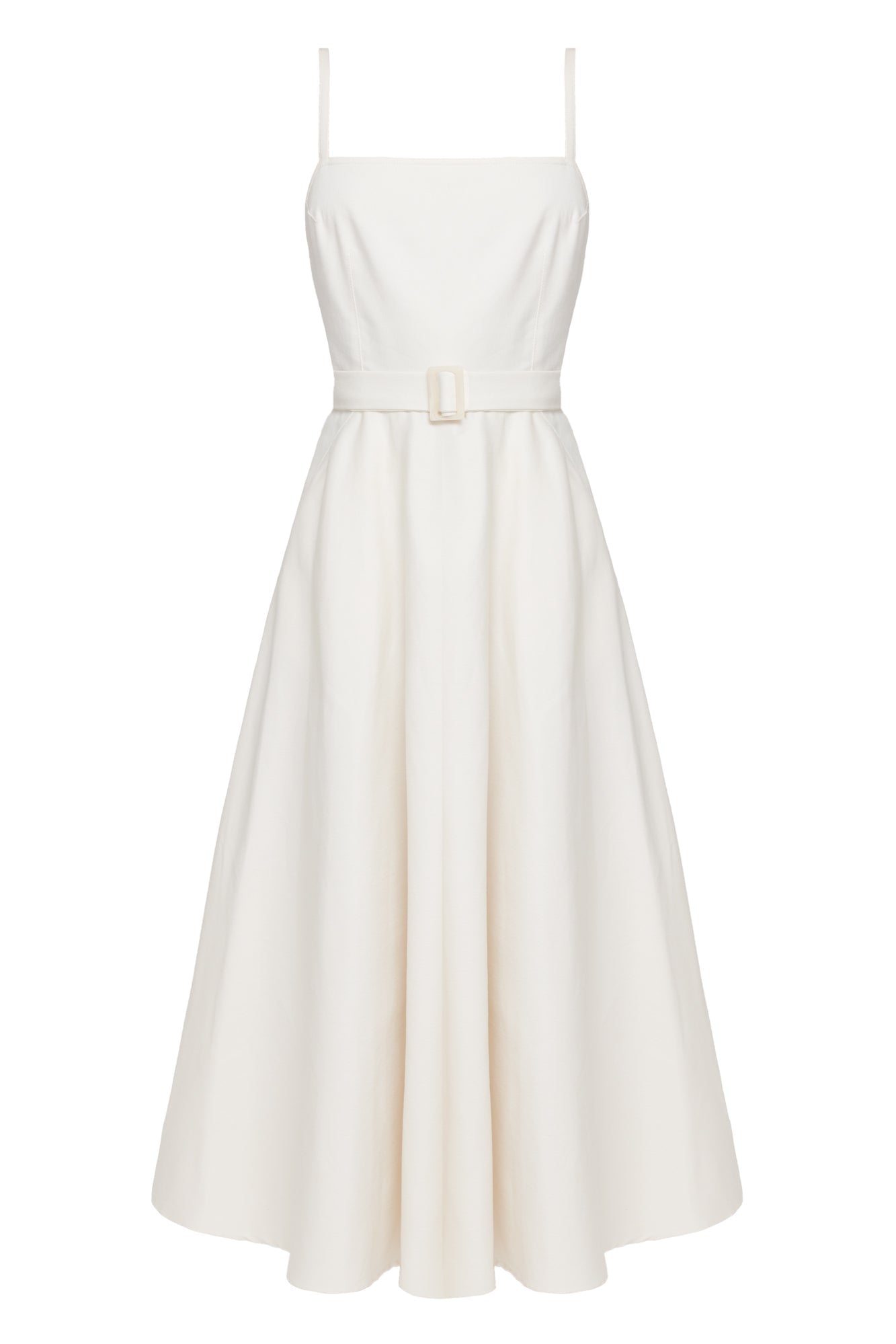 MATISSA Off-White Denim Dress - Sophisticated Midi Length