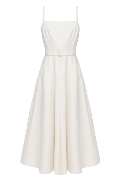 MATISSA Off-White Denim Dress - Sophisticated Midi Length