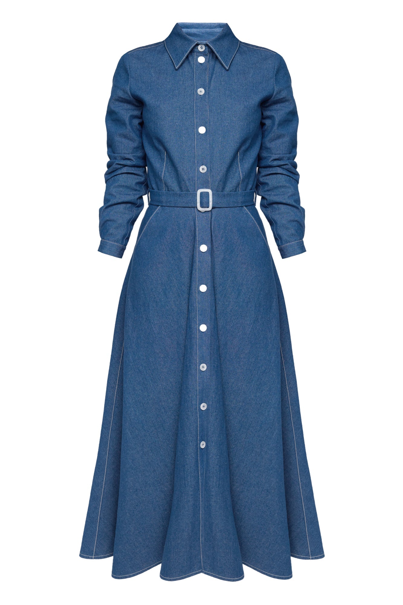 ESTI Blue Denim Midi Shirt Dress - Effortless Summer Fashion