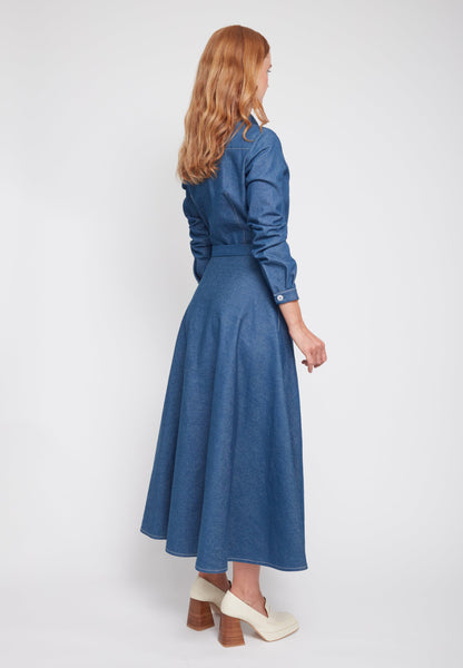 ESTI blue denim midi shirt dress