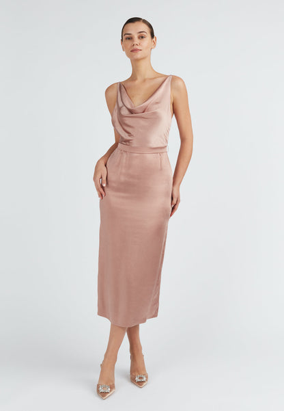 Nude satin dress 