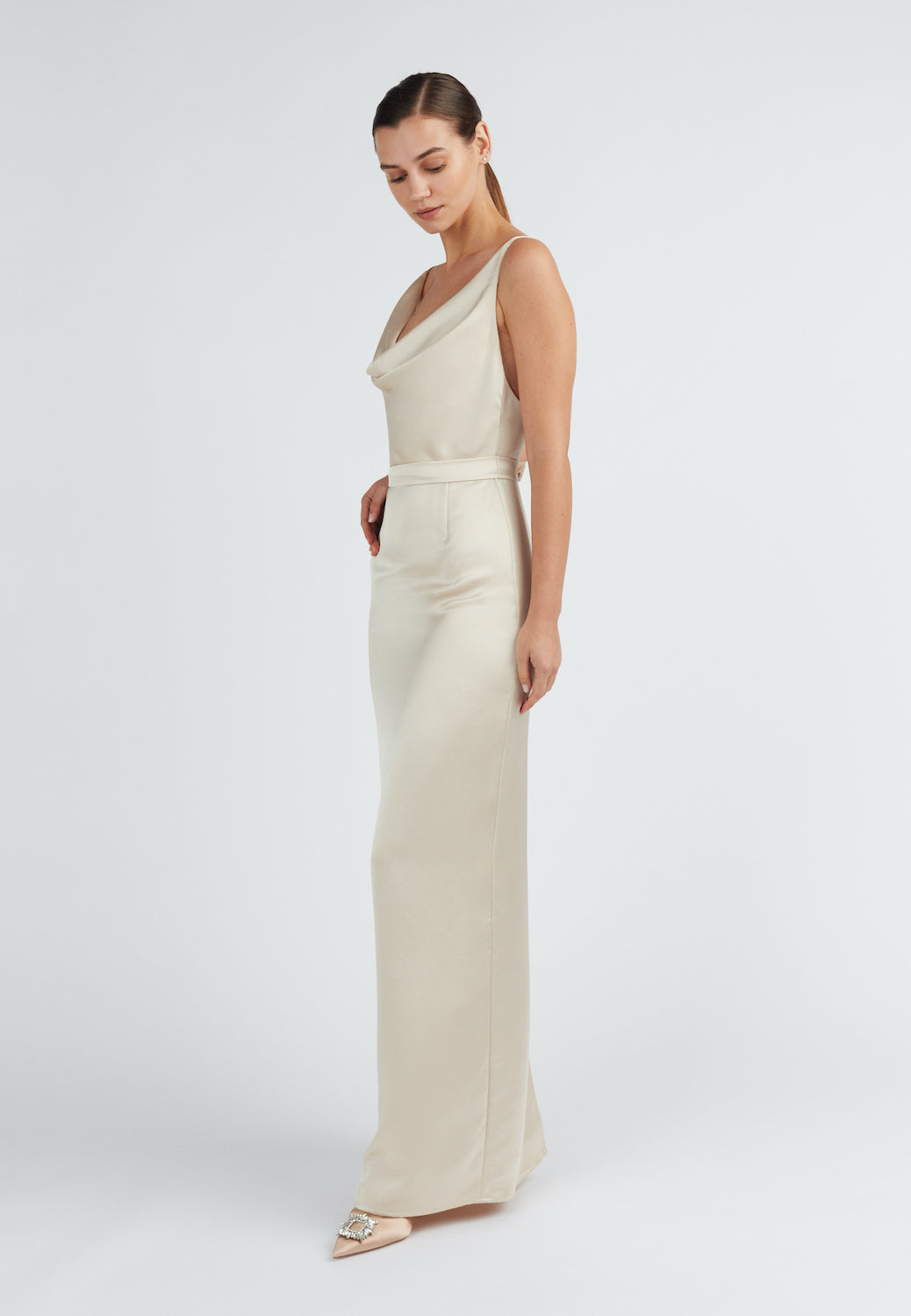 Elegant Satin backless maxi dress 