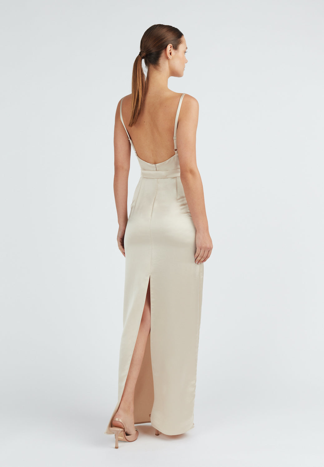 Satin open back maxi dress AMILA