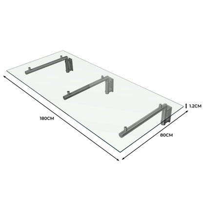 MonsterShop Glass Door Canopy & Brackets, 180cm W, 80cm D