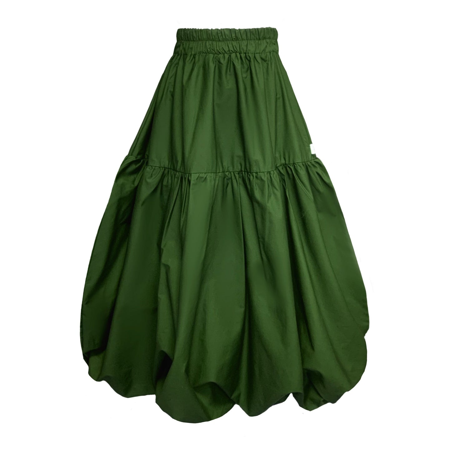 Mylar Puffball Midi Skirt In Green