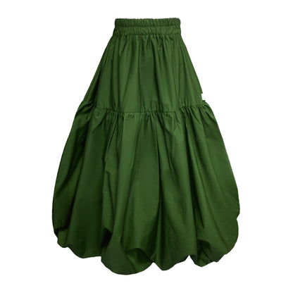 Mylar Puffball Midi Skirt In Green