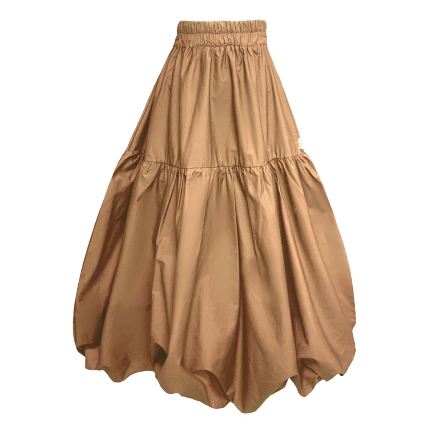 Mylar Puffball Midi Skirt In Biscuit