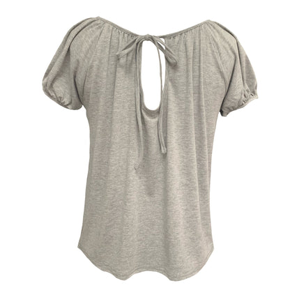 Posey Gathered Top In Grey Marl