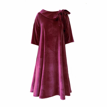 Madelaine Midi Dress In Pale Grape Velour