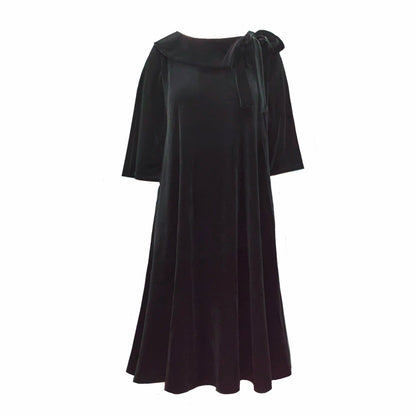 Madelaine Midi Dress In Black Velour