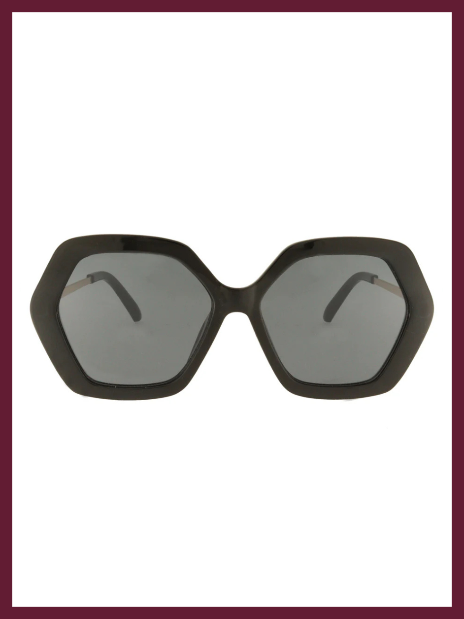 Iman big hexagonal sunglasses in Black