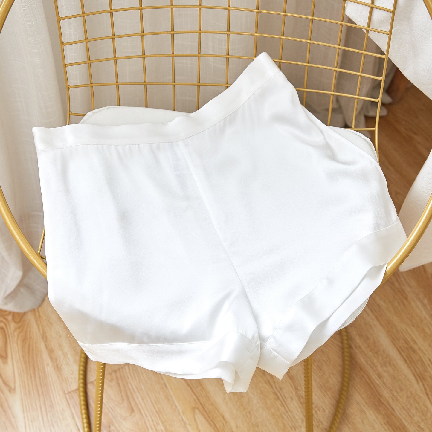 Pearl White Pure Mulberry Silk Shorts | High-Waisted | 19 Momme | Soar Collection