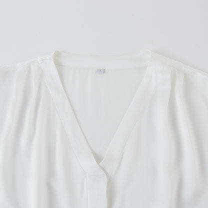 Pearl White Pure Mulberry Silk Top | Regular Fit | 19 Momme | Soar Collection