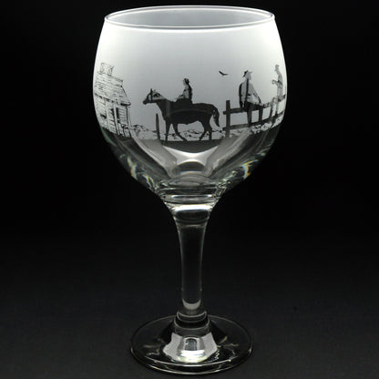 Wild West Gin Cocktail Glass - Hand Etched/Engraved Gift