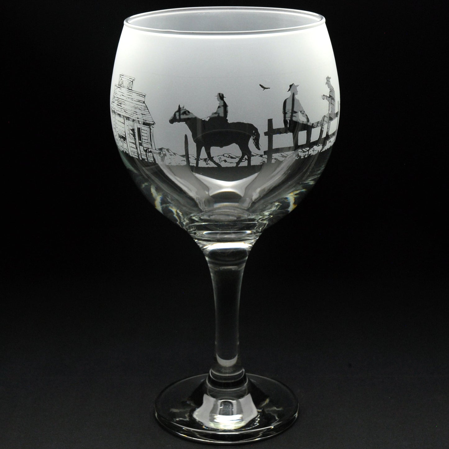 Wild West Gin Cocktail Glass - Hand Etched/Engraved Gift