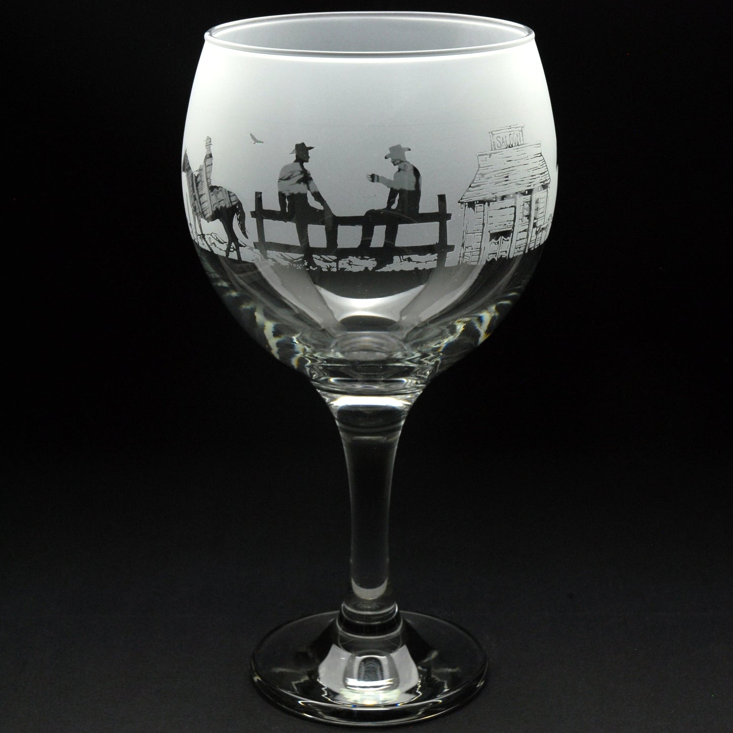 Wild West Gin Cocktail Glass - Hand Etched/Engraved Gift