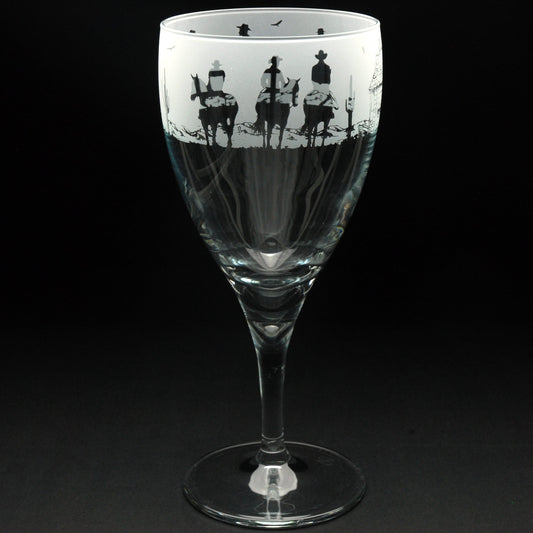 Wild West Crystal Wine Glass - Hand Etched/Engraved Gift