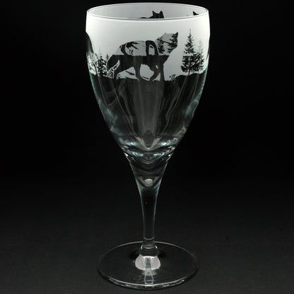 Wolf Crystal Wine Glass - Hand Etched/Engraved Gift