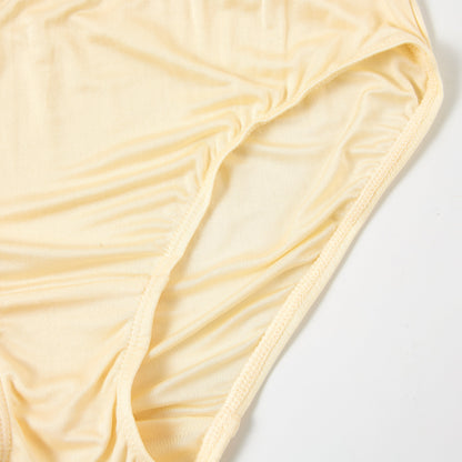 Knitted Silk Mid Rise French Cut Panties | Blonde Pale Ale | Shimmer Collection