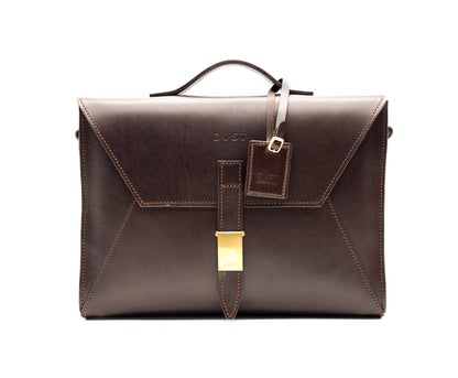 Leather Briefcase in Cuoio Dark Brown Mod 206