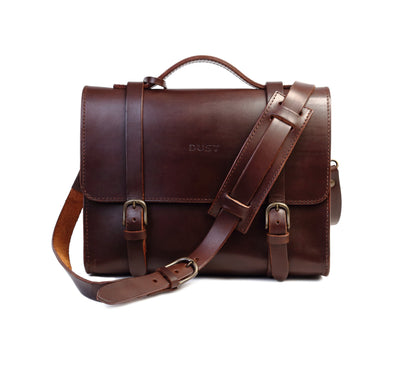 Leather Briefcase in Cuoio Dark Brown Mod 125