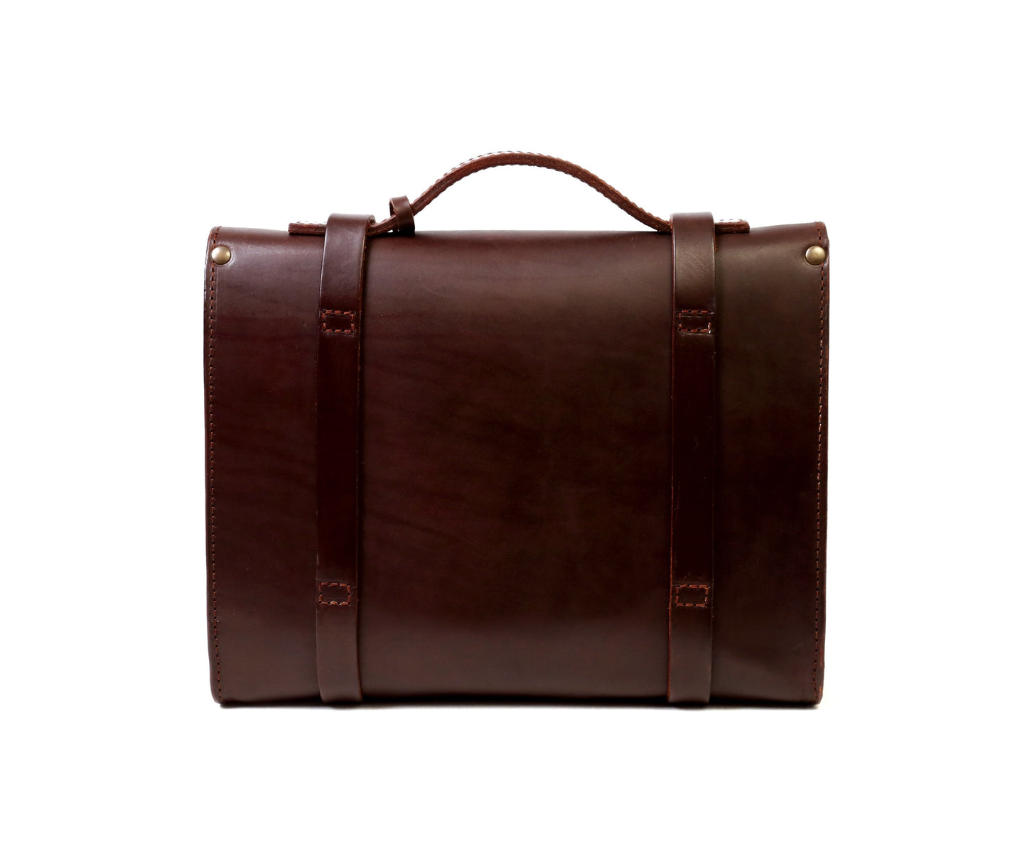 Leather Briefcase in Cuoio Dark Brown Mod 125