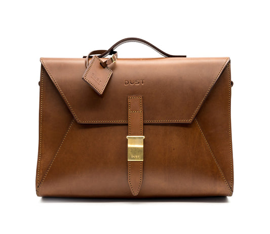 Leather Briefcase in Cuoio Brown Mod 206