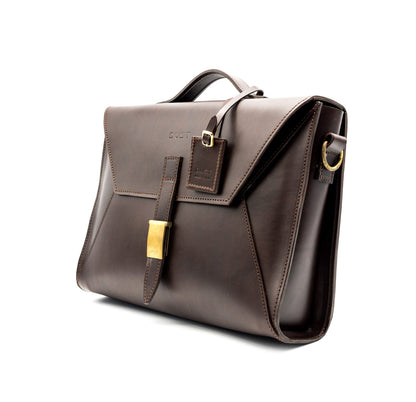 Leather Briefcase in Cuoio Dark Brown Mod 206