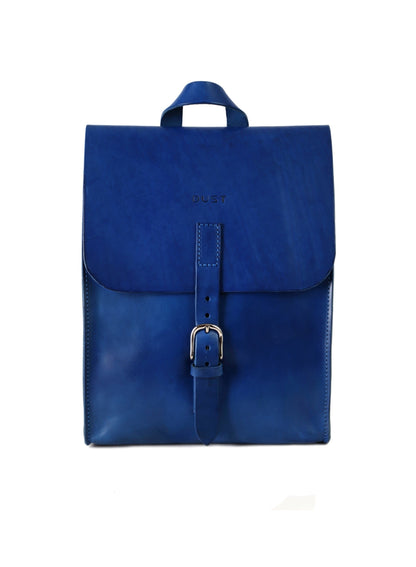 Leather Backpack in Cuoio Blue Mod 120