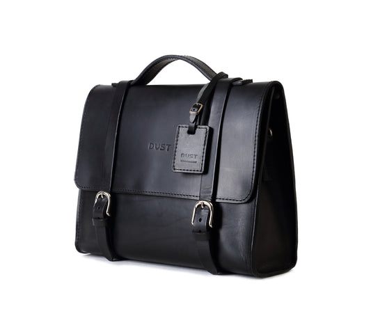 Leather Briefcase in Cuoio Black Mod 125