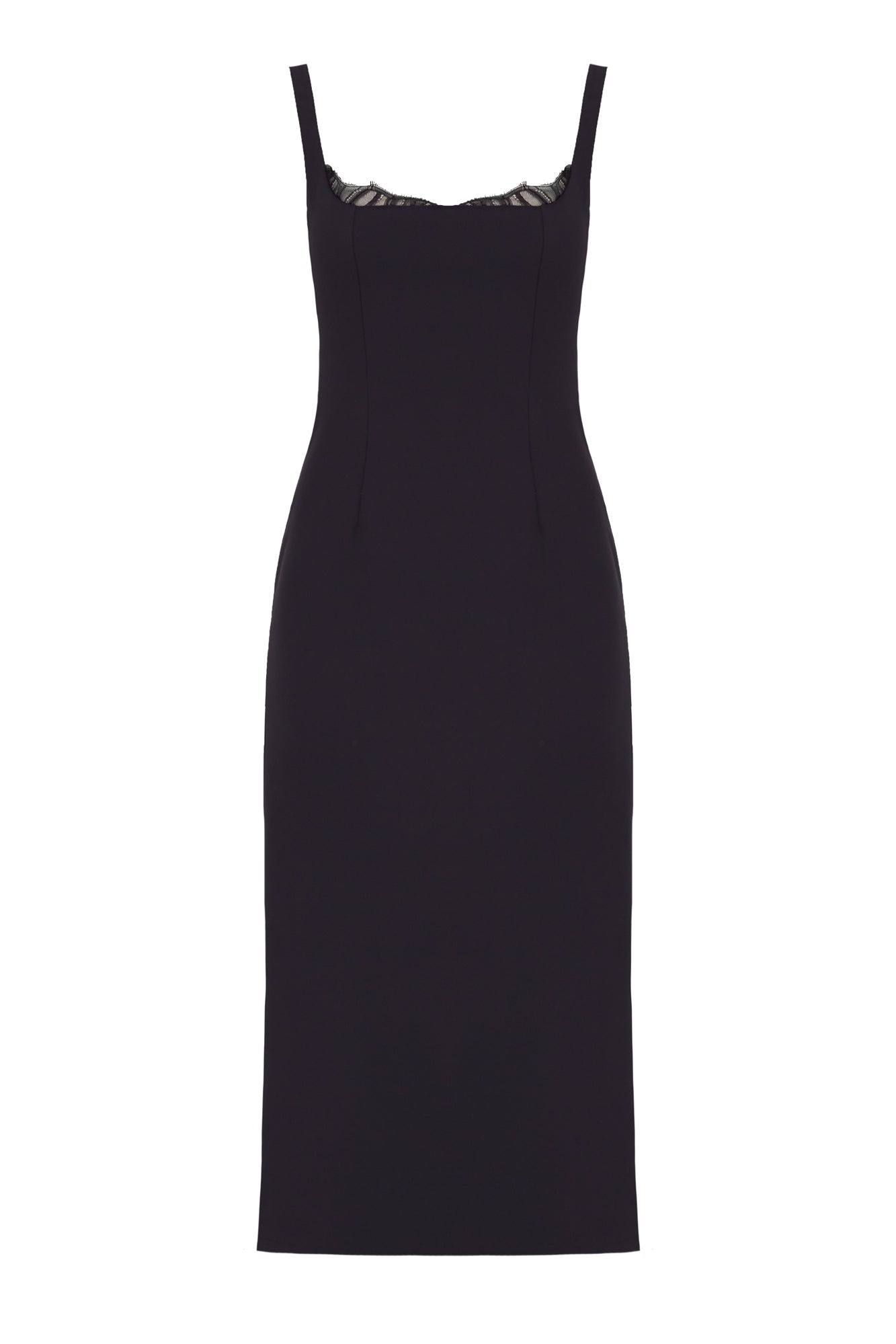 HILDA Black Square Neckline Dress With Lace Detail