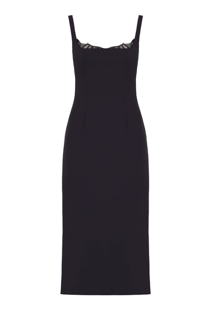 HILDA Black Square Neckline Dress With Lace Detail