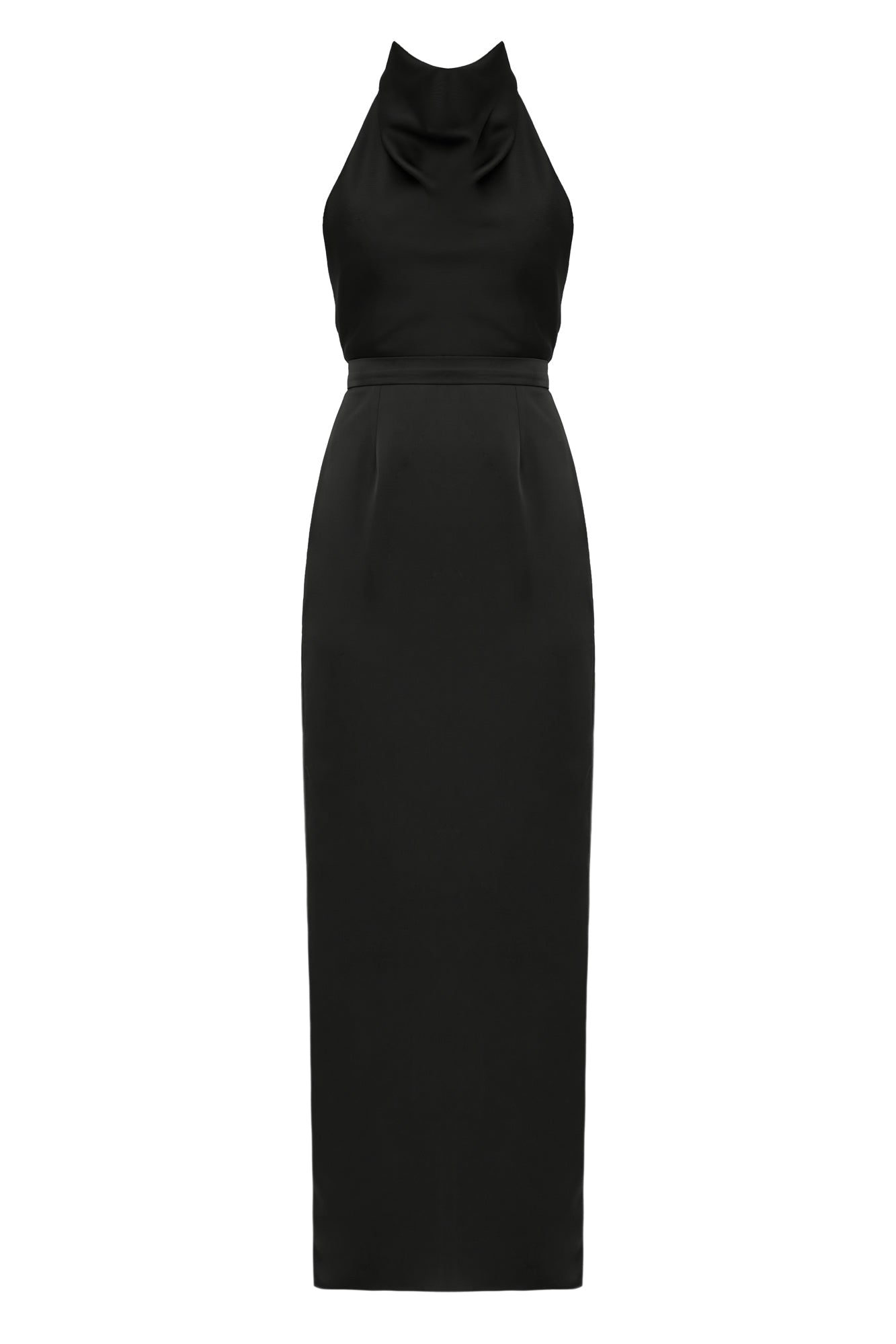 CASANDRA Black Cowl Neck Long Evening Dress