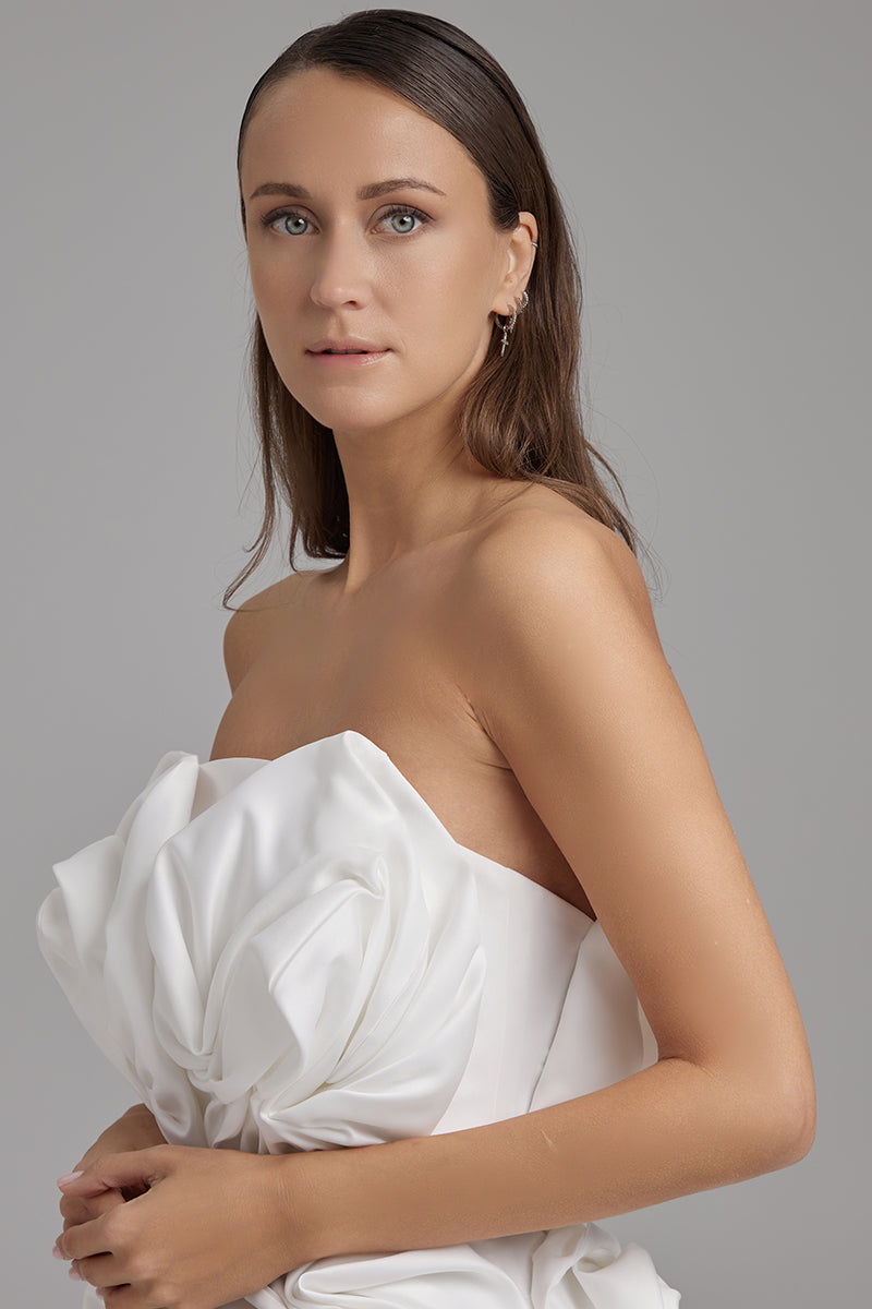 ROSE DRESS | strapless mini in white