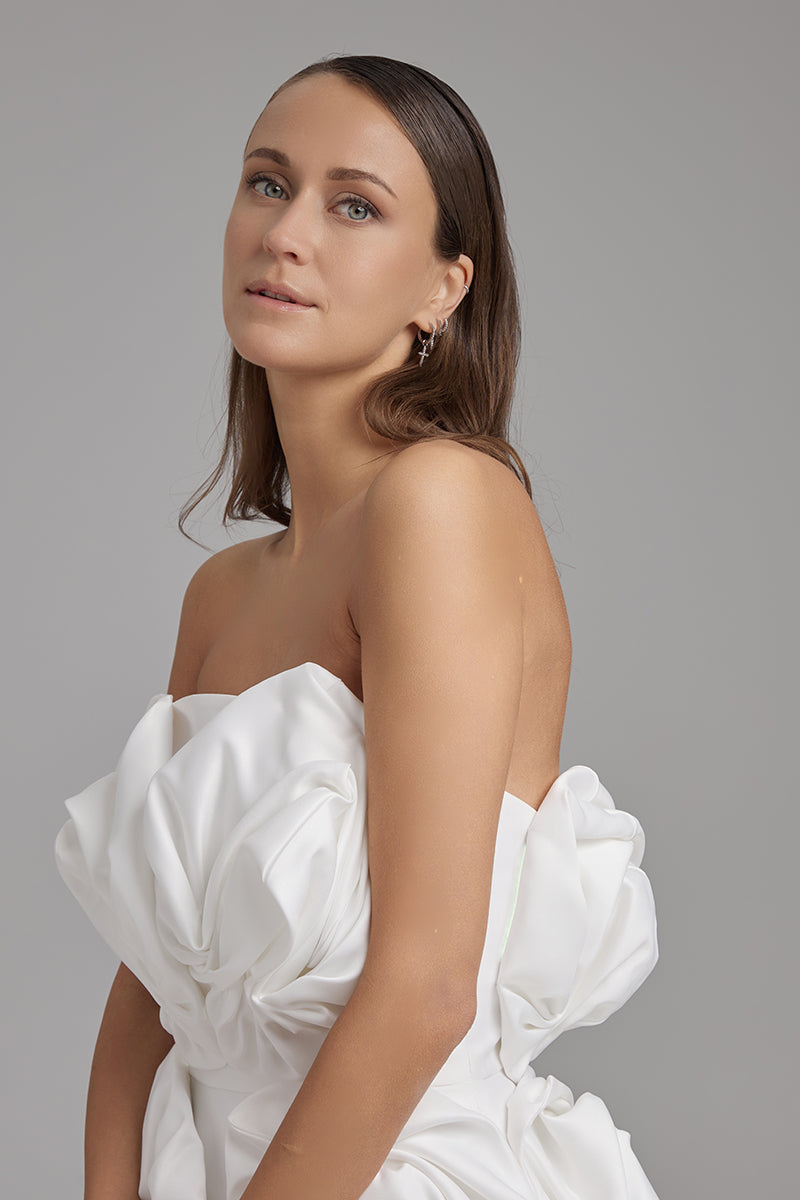 ROSE DRESS | strapless mini in white