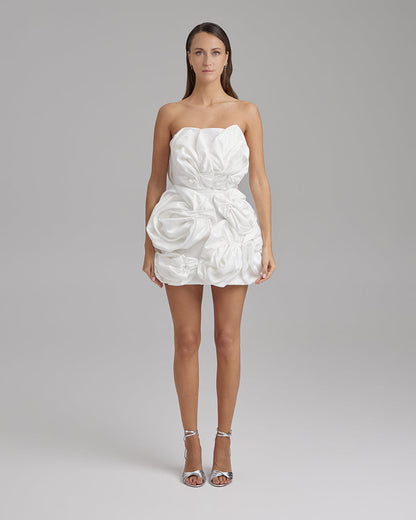 ROSE DRESS | strapless mini in white