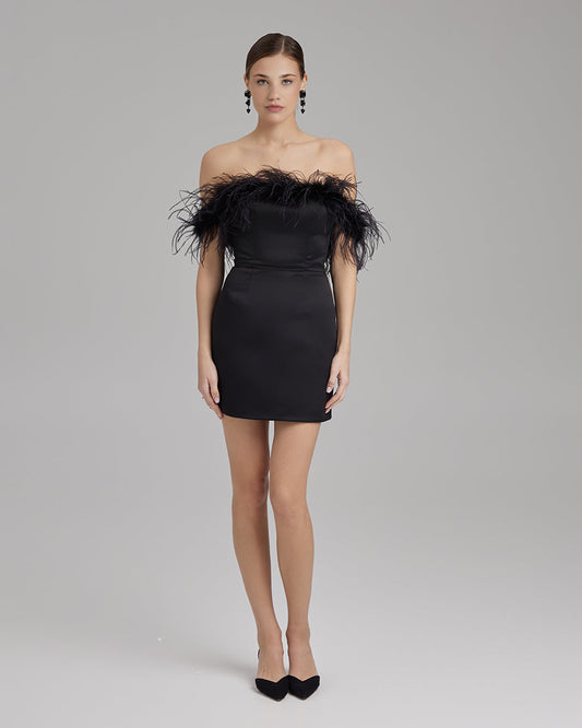 TALIA DRESS | strapless column mini in black