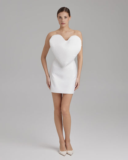 JOY DRESS + HEART | strapless mini in white