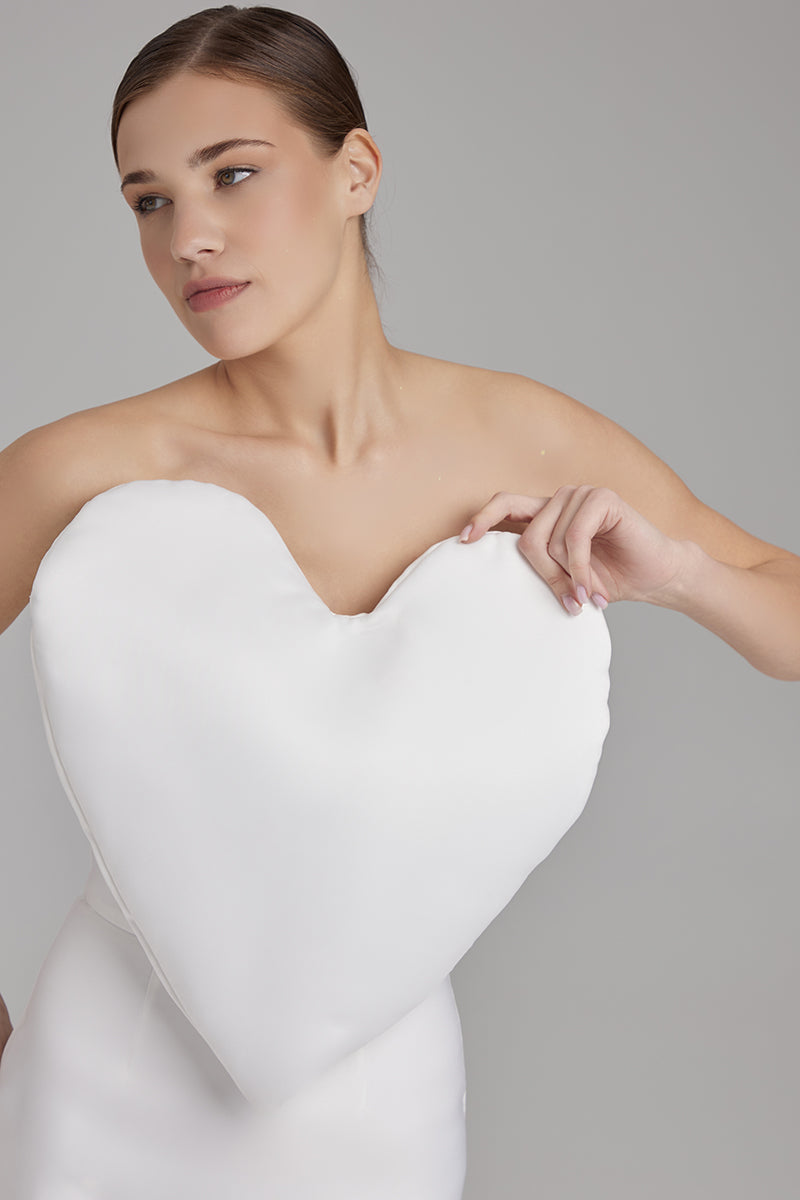 JOY DRESS + HEART | strapless mini in white