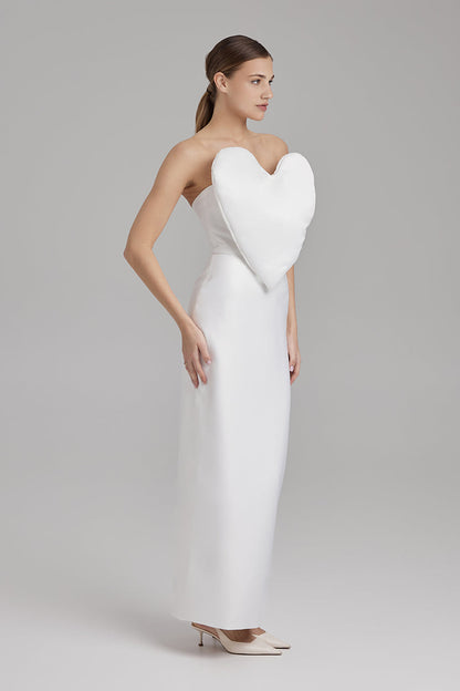 GIGI DRESS + HEART | strapless cone maxi in white