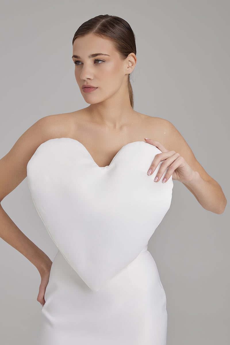 GIGI DRESS + HEART | strapless cone maxi in white