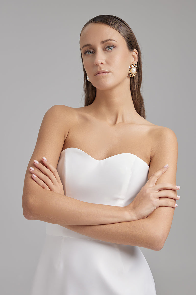 JUNO DRESS | strapless mini in white