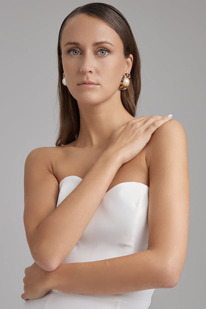 JUNO DRESS | strapless mini in white