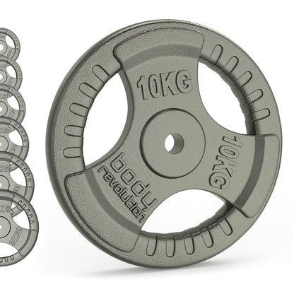 Cast Iron Weight Plates - 1" Standard Tri Grip Pairs (1.25 - 25 kg)