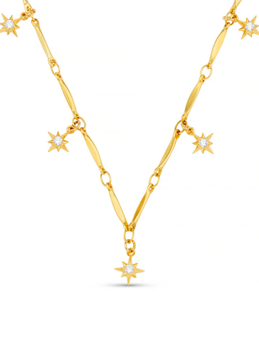 Orelia Crystal Starburst Multi Charm Drop Necklace