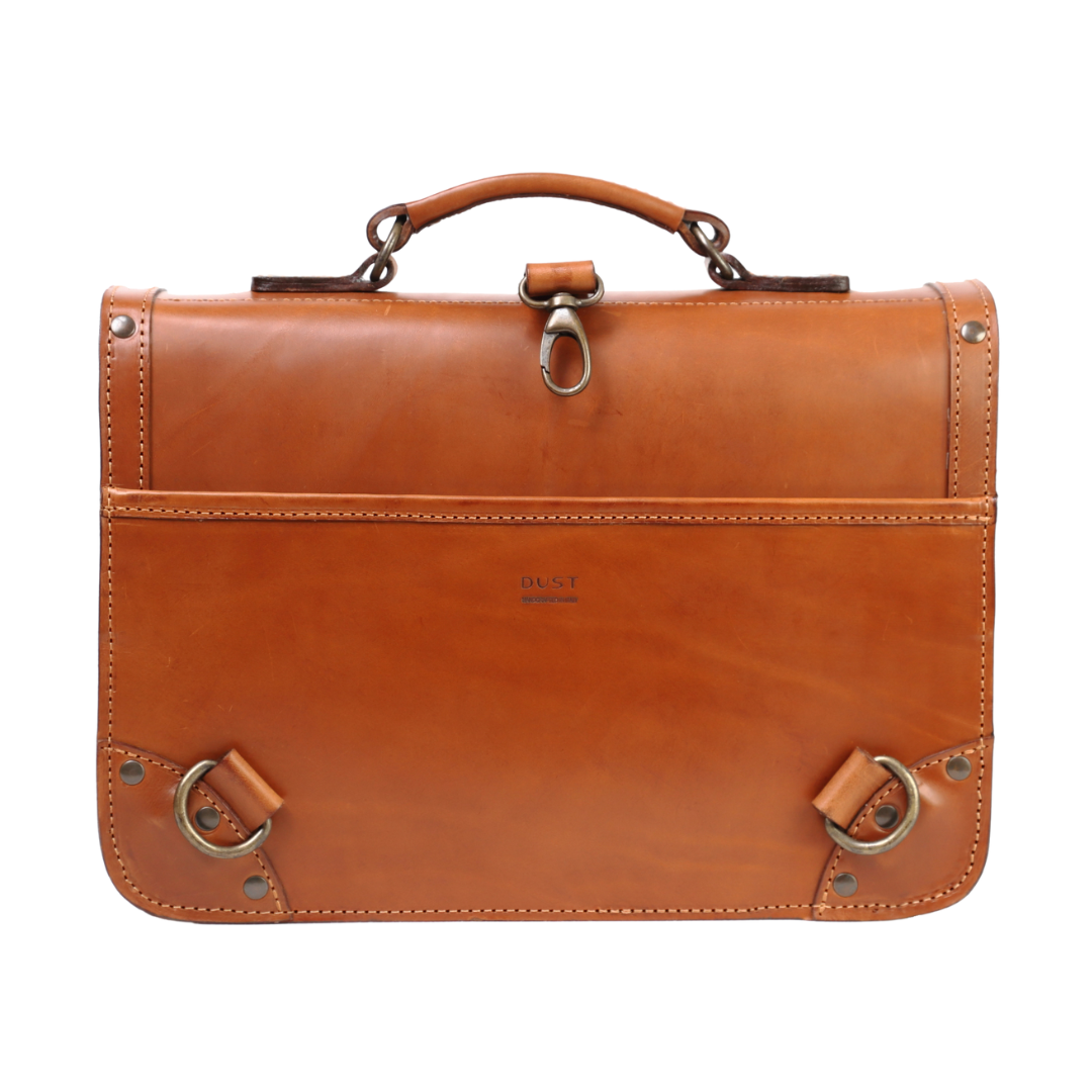 Leather Briefcase in Cuoio Brown