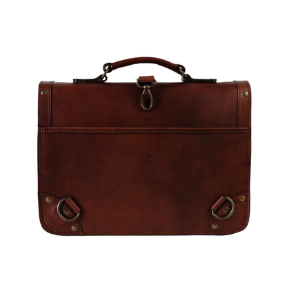 Leather Briefcase in Cuoio Dark Brown